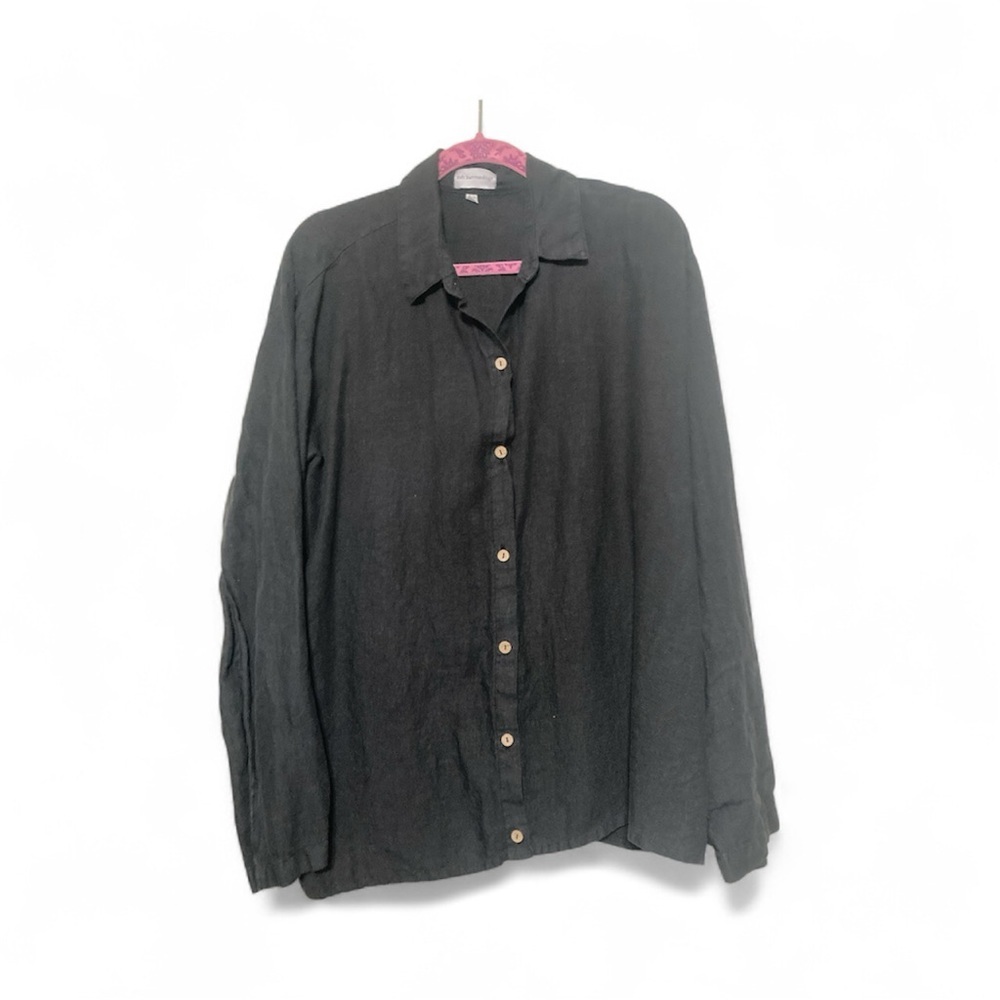 Soft Surroundings black Linen Blouse